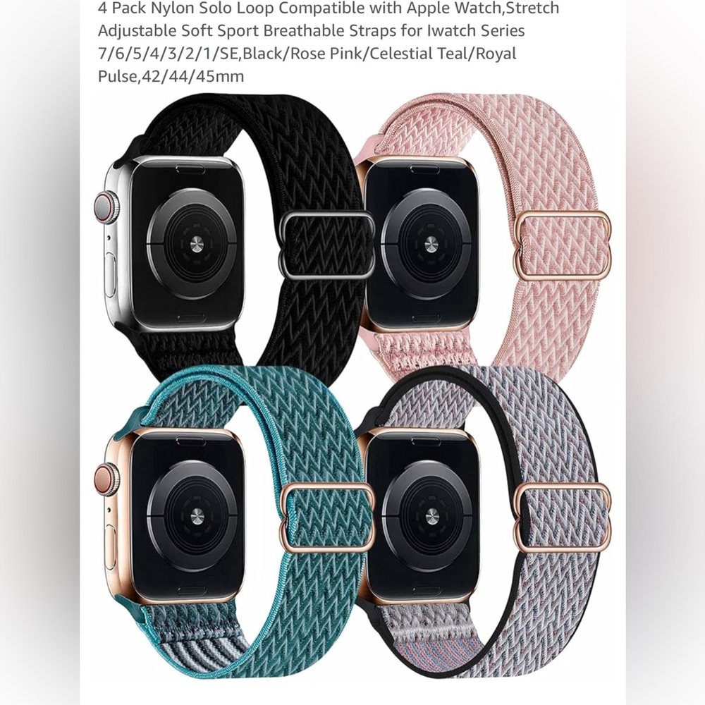 Smart watch bands - set of 4 - stretch bands - comfy - adjustable - one size